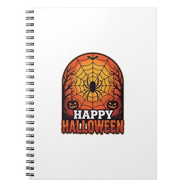 Carnet Joyeux Halloween Toile d'araignée Gravure Vintage  (Devant)