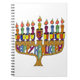 Carnet Joyeux Hanukkah Toupies Menorah