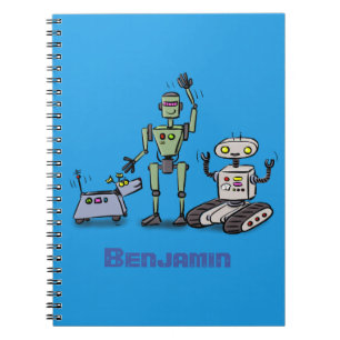 Carnet Joyeux joli dessin de trois robots trio