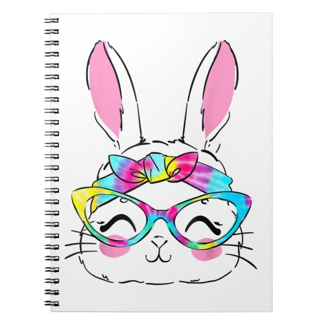 Carnet Joyeux jour de Pâques lapin mignon lapin face Tie  (Devant)
