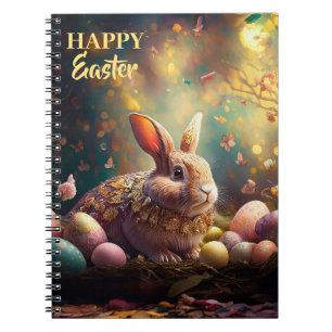 Carnet Joyeux lapin de Pâques avec oeufs de Pâques