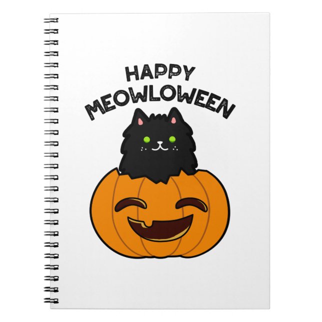 Carnet Joyeux Meowloween Funny Halloween Pun (Devant)