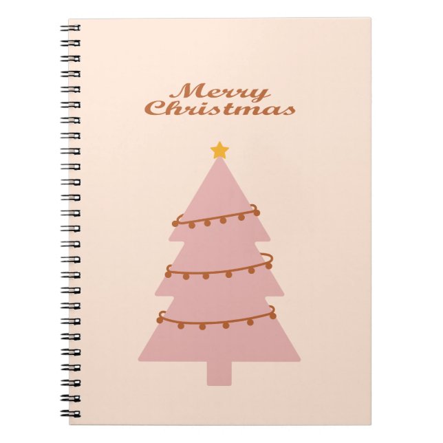 Carnet Joyeux Noël arbre rose (Devant)