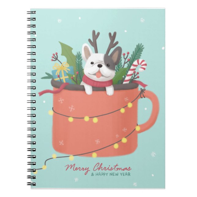 Carnet Joyeux Noël : Art de l'illustration de chien (Devant)