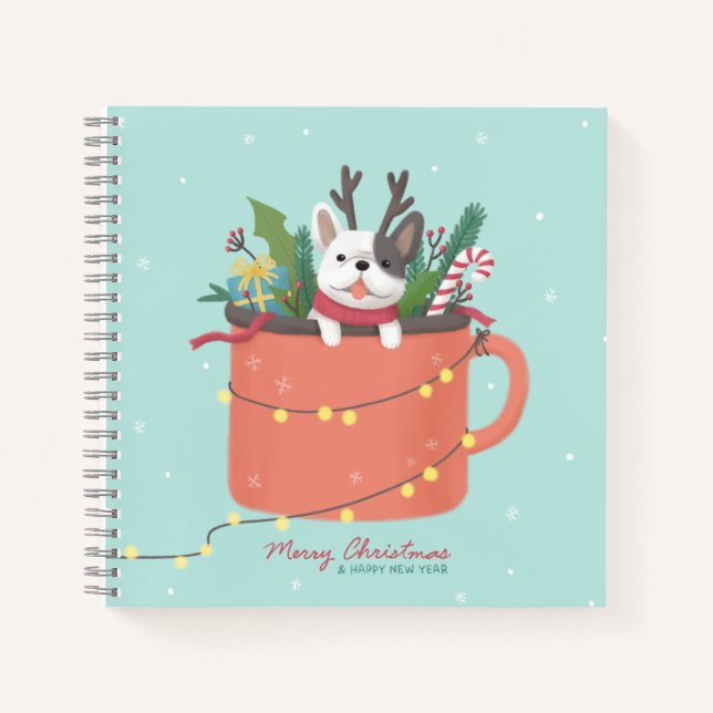 Carnet Joyeux Noël : Art de l'illustration de chien (Devant)