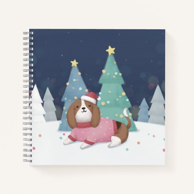 Carnet Joyeux Noël : Art d'Illustration Beagle (Devant)