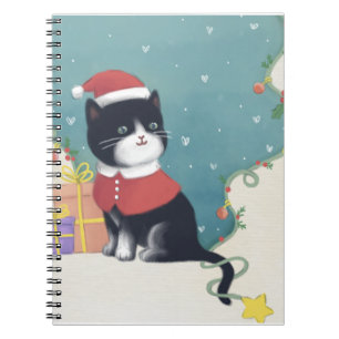 Carnet Joyeux Noël : Art d'illustration de chat