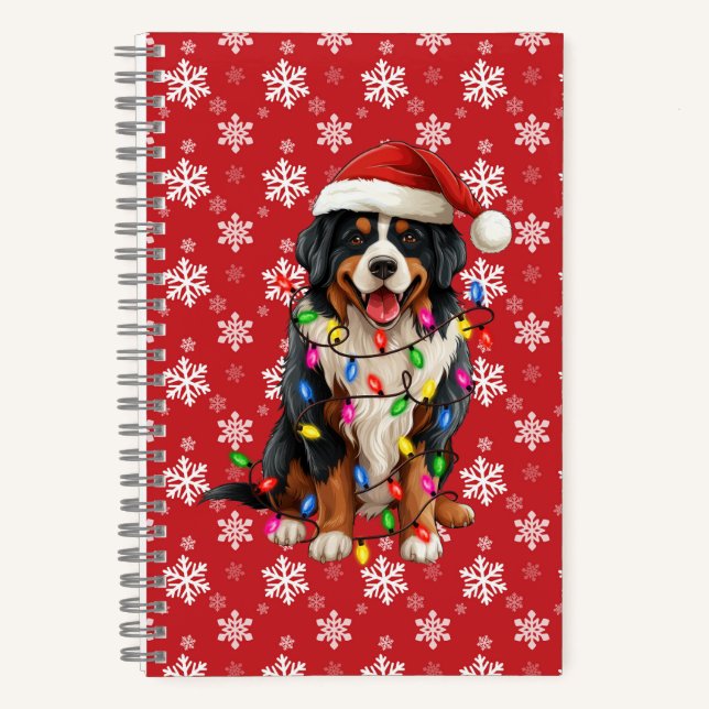 Carnet Joyeux Noël Bernese Mountain Dog Santa Hat (Recto)