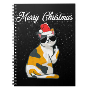 Carnet Joyeux Noël Chat Doigt Moyen Rude Xmas Vilain C