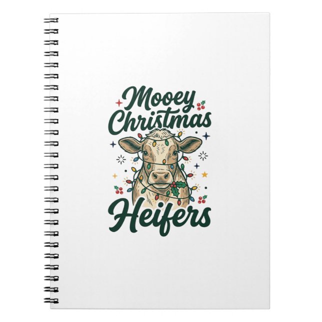 Carnet Joyeux Noël Génisses Drôle de Vache Noël Design (Devant)