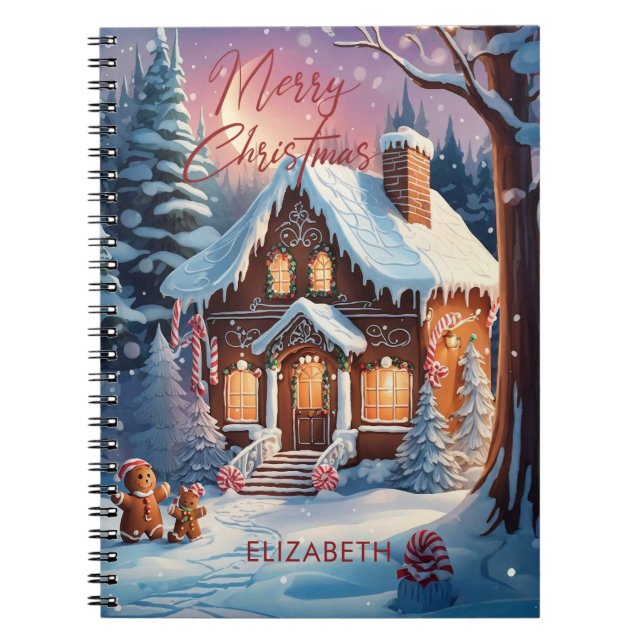 Carnet Joyeux Noël Gingerbread Maison personnalisée (Devant)