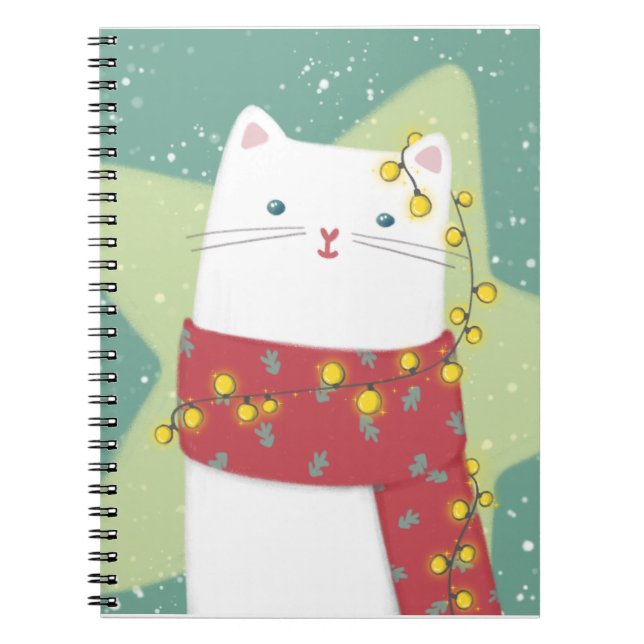 Carnet Joyeux Noël : Illustration de chat (Devant)