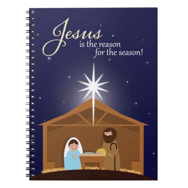 Carnet Joyeux Noël Illustré la scène de la Nativité  (Devant)