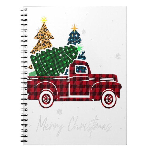 Carnet Joyeux Noël Leopard Buffalo Camion Arbre Rouge Pla (Devant)
