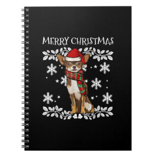 Carnet Joyeux Noël Ornement Brown Chihuahua Xmas