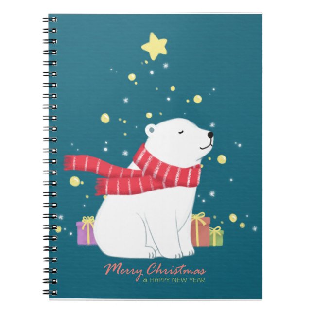 Carnet Joyeux Noël : Ours Polaire Illustration Art (Devant)