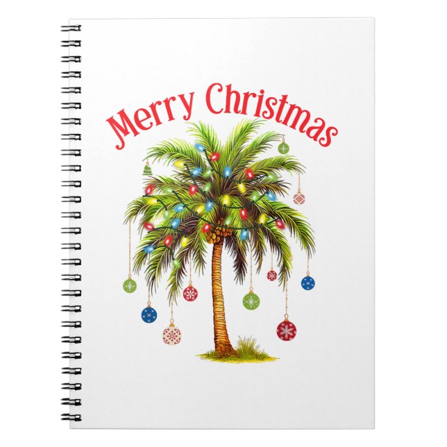 Carnet Joyeux Noël Palm Tree Light Hawaiian Tropical (Devant)