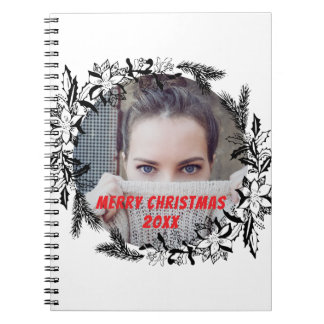 Carnet Joyeux Noël Photo personnalisée noir blanc
