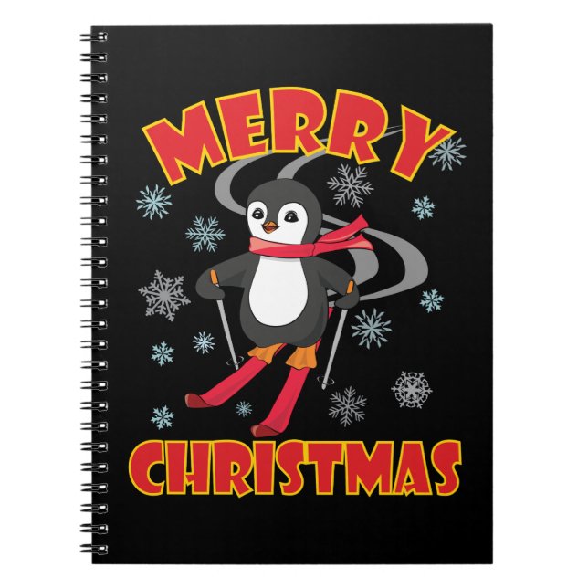 Carnet Joyeux Noël Pingouin de Ski (Devant)