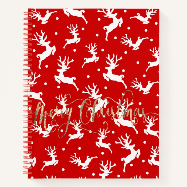 Carnet Joyeux Noël Rennes Rouges  (Devant)
