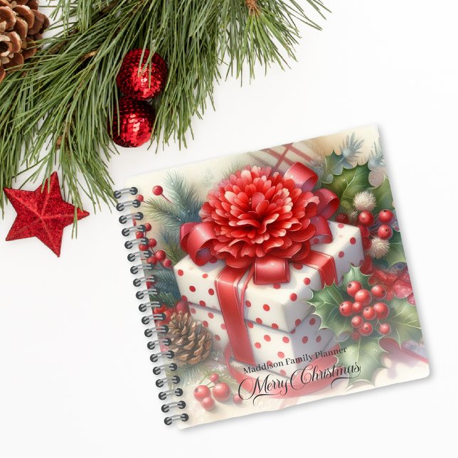 Carnet Joyeux Noël Ruban Coquette Floral (Créateur téléchargé)