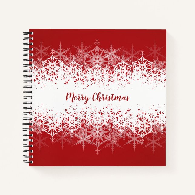 Carnet Joyeux Noël Snowflakes Rouge (Devant)
