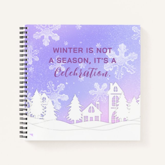 Carnet Joyeux Noël violet Maison Blanche Snowflakes (Devant)