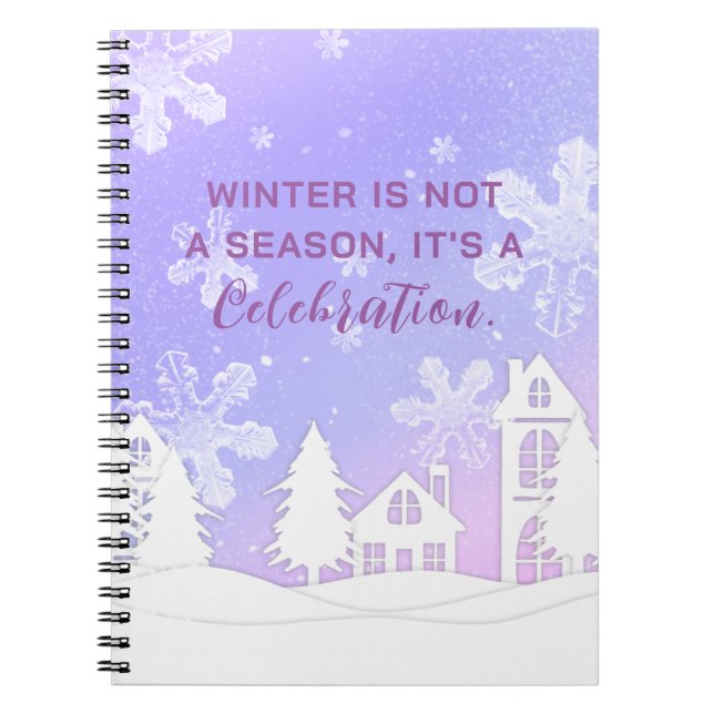 Carnet Joyeux Noël violet Maison Blanche Snowflakes (Devant)