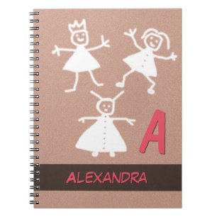 Carnet Joyeux Personnages en allumettes souriant agitant
