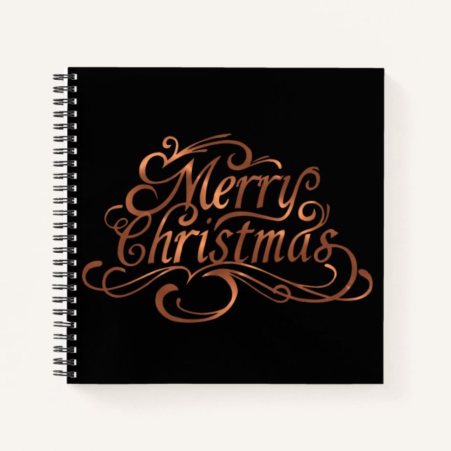 Carnet Joyeux script de Noël en cuivre (Devant)