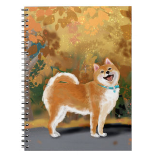 Carnet Joyeux Shiba Inu sourire dans Dans la belle automn
