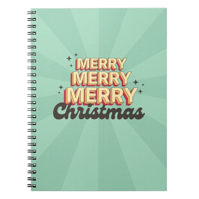 Carnet Joyeux texte de conception 3d rétro de Noël (Devant)