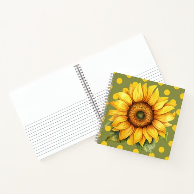 Carnet Joyeux tournesol jaune et vert sur Polka-Dot (Intérieur)