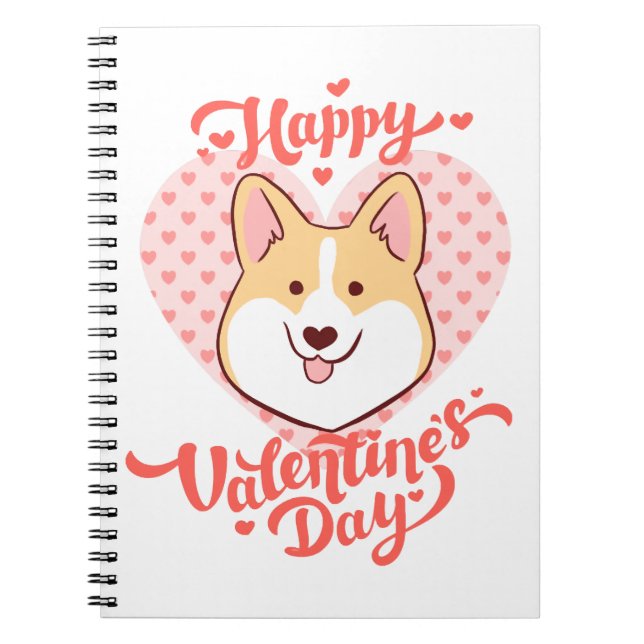 Carnet Joyeux Valentines Jour mignon Corgi Chien (Devant)