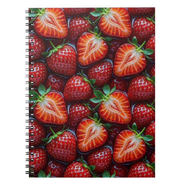 Carnet Juicy Fresh Red Strawberries Summer Fruit Pattern (Devant)
