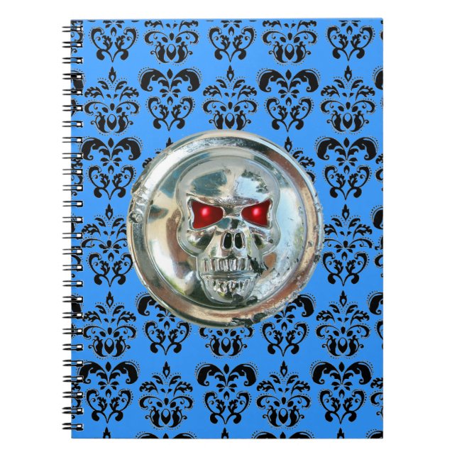 Carnet JUMEAUX DAMASK noir blanc bleu (Devant)