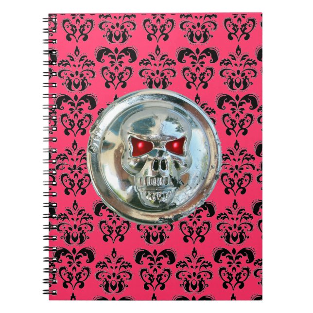 Carnet JUMEAUX DAMASK noir blanc rose (Devant)