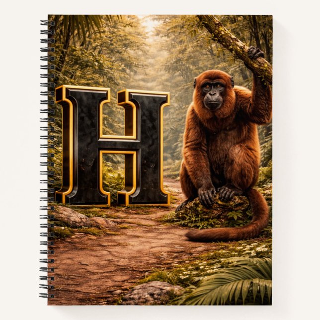 Carnet Jungle Alphabet Letter H Howler Monkey Educational (Devant)