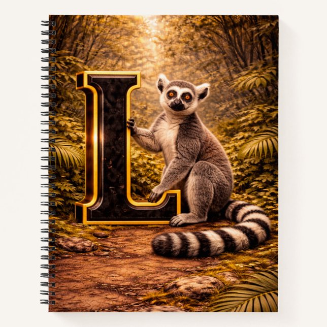Carnet Jungle Alphabet Letter L Lemur Gold Educational  (Devant)