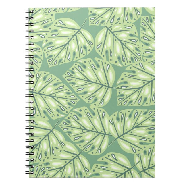 Carnet jungle botanique sans couture motif en vert pastel (Devant)