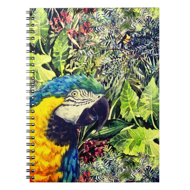 Carnet Jungle et macaw bleu jaune (Devant)