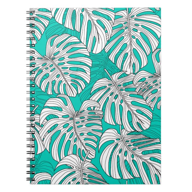 Carnet Jungle Feuille Tropical Floral sans fil (Devant)
