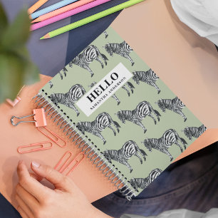 Carnet Jungle Zebra Wild Motif & Nom personnalisé