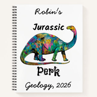 Carnet Jurassic Perk Colorful Dinosaur White