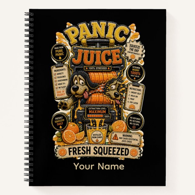 Carnet Jus de Panique Fraîchement Pressé Tableur Drôle (Devant)
