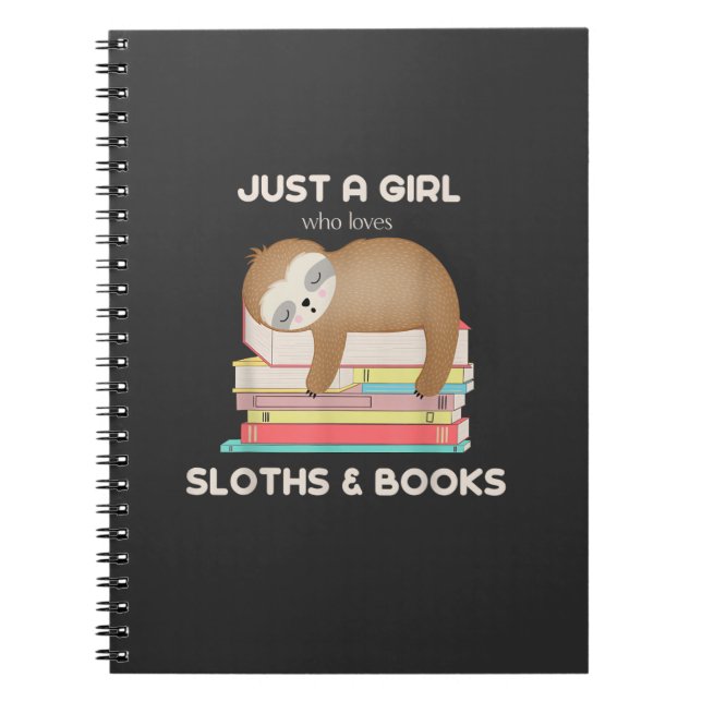 Carnet Just a girl who loves sloths and books Reader T-Sh (Devant)