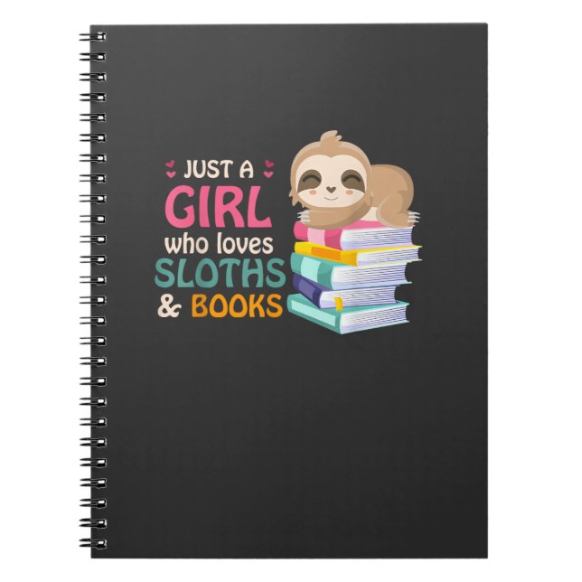 Carnet Just A Girl Who Loves Sloths And Books Sloth T-Shi (Devant)
