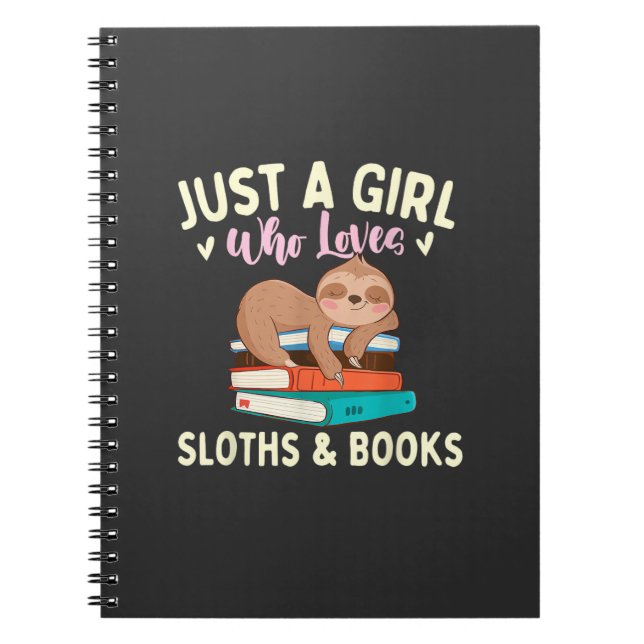 Carnet Just A Girl Who Loves Sloths & Books - Bookworm Re (Devant)