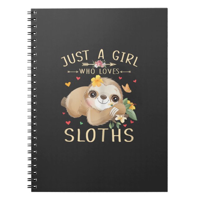 Carnet Just A Girl Who Loves Sloths Cute Sloth Lover Girl (Devant)