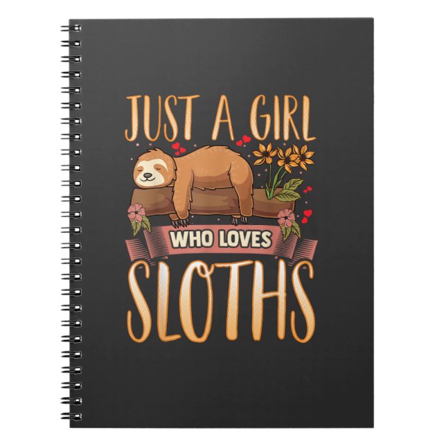 Carnet Just A Girl Who Loves Sloths Cute Sloth T-Shirt (Devant)